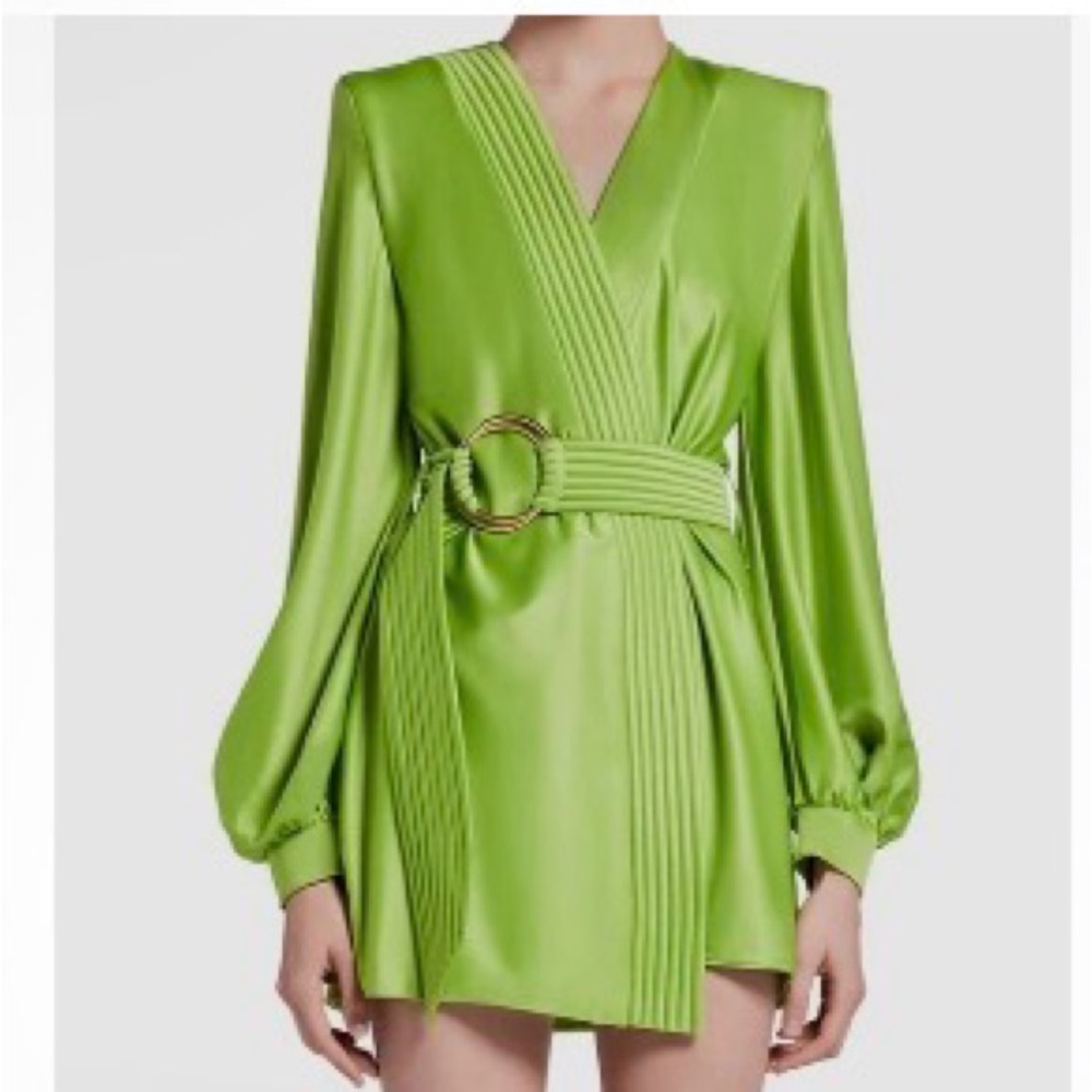 Zhivago Vibrant Green Pleated Mini Dress